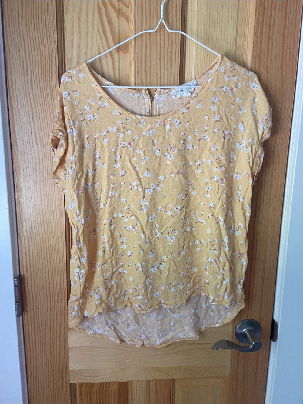 Hippie Rose Yellow Floral Scoop Neck Top